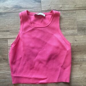 Zara Women's Hot Pink Sleeveless Crop Top size large in amazing condition